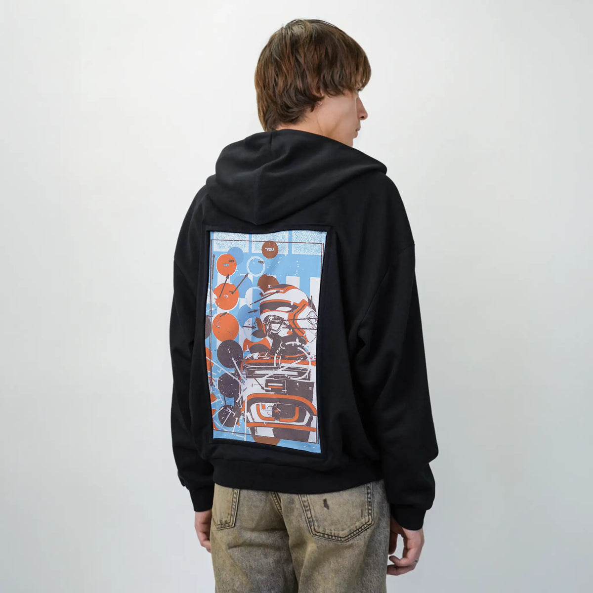 armor patch on male essential zip hoodie in after hours