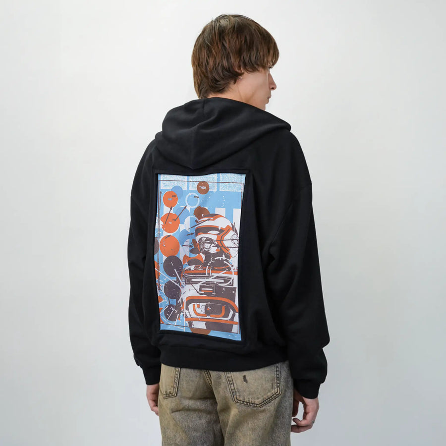 armor patch on male essential zip hoodie in after hours