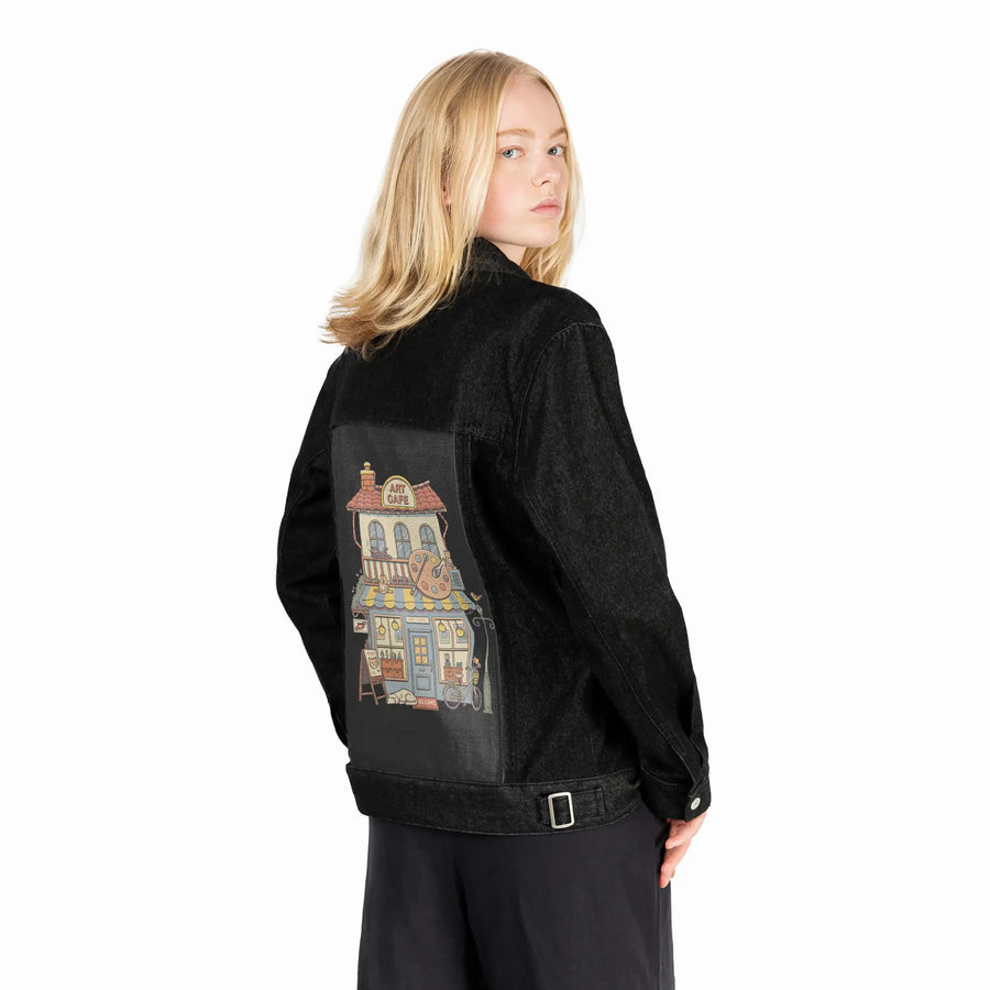 artcafejaponism patch on female og denim jacket in raven