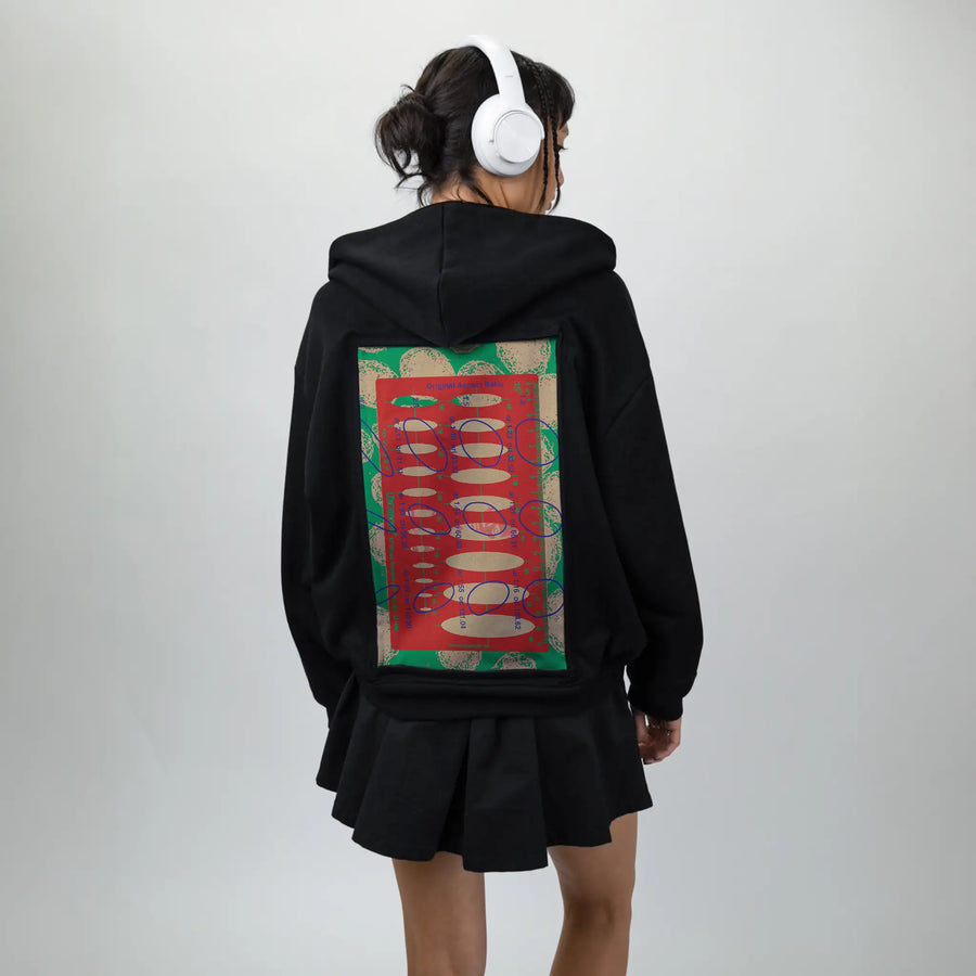 aspectratio patch on female essential zip hoodie in after hours