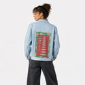aspectratio patch on female og denim jacket in oceanside