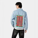 aspectratio patch on male og denim jacket in oceanside