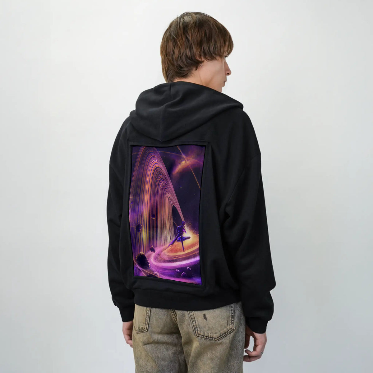 astra patch on male essential zip hoodie in after hours