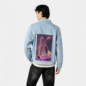 astra patch on male og denim jacket in oceanside