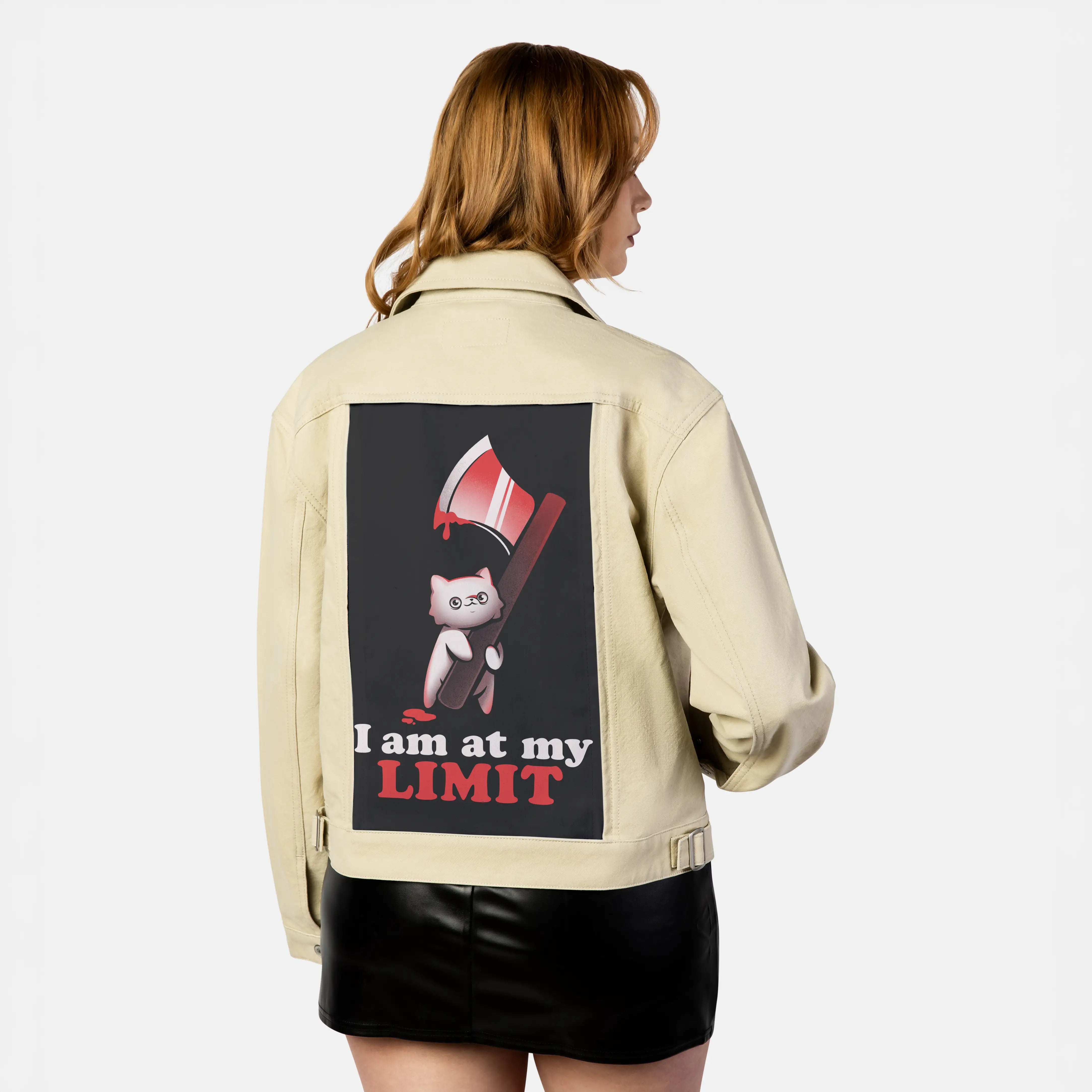 atmylimit patch on female atelier canvas jacket in tan