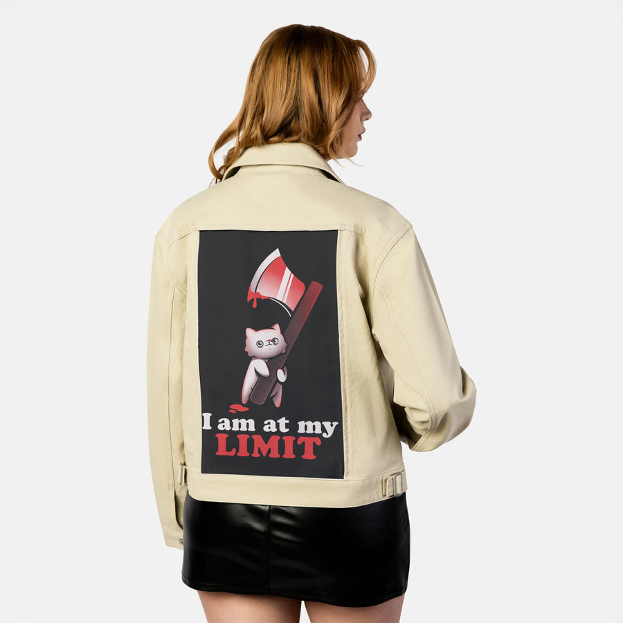 atmylimit patch on female atelier canvas jacket in tan