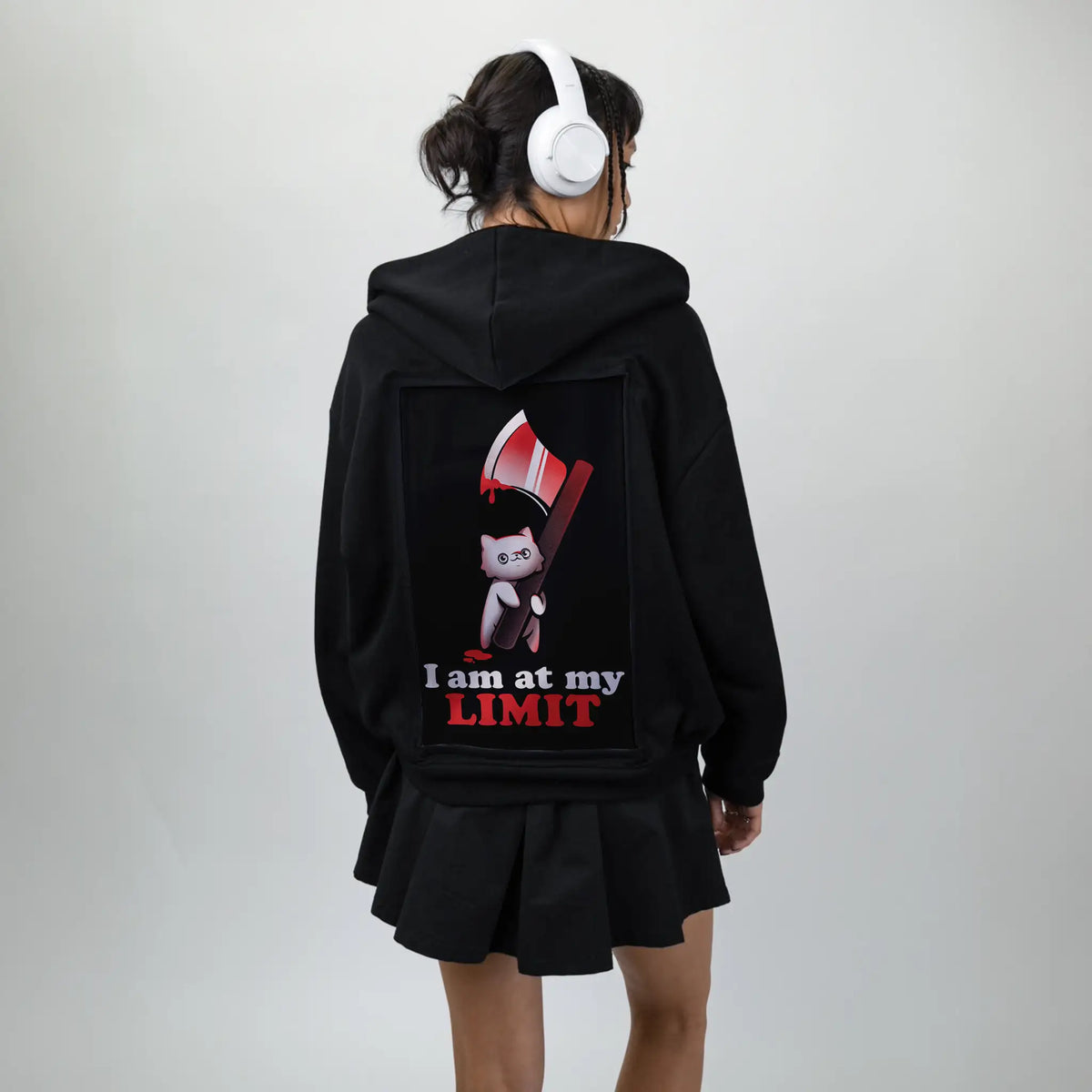 atmylimit patch on female essential zip hoodie in after hours