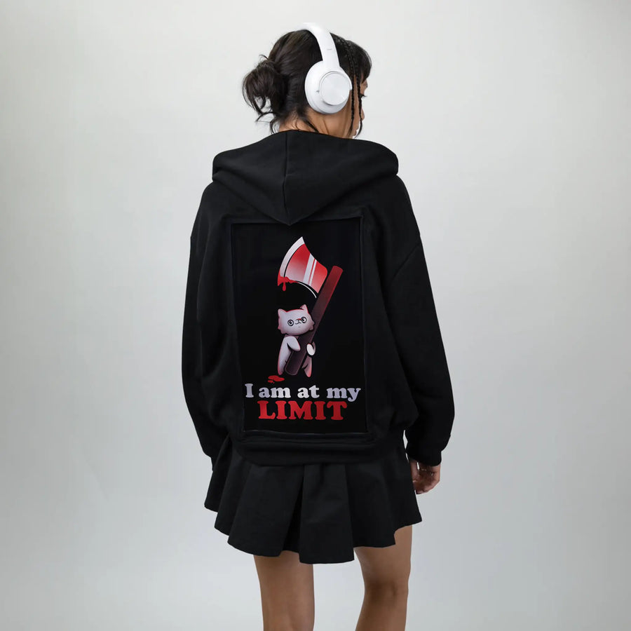 atmylimit patch on female essential zip hoodie in after hours