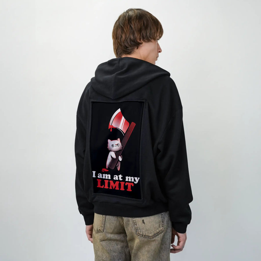 atmylimit patch on male essential zip hoodie in after hours