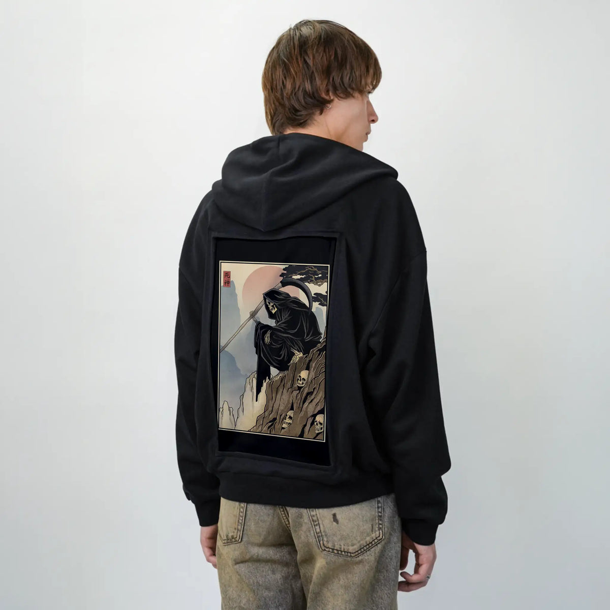 awaitingsouls patch on male essential zip hoodie in after hours