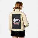 awesomeisexhausting patch on female atelier canvas jacket in tan