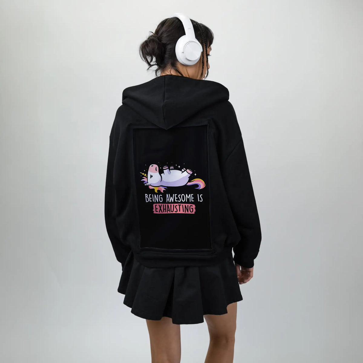 awesomeisexhausting patch on female essential zip hoodie in after hours