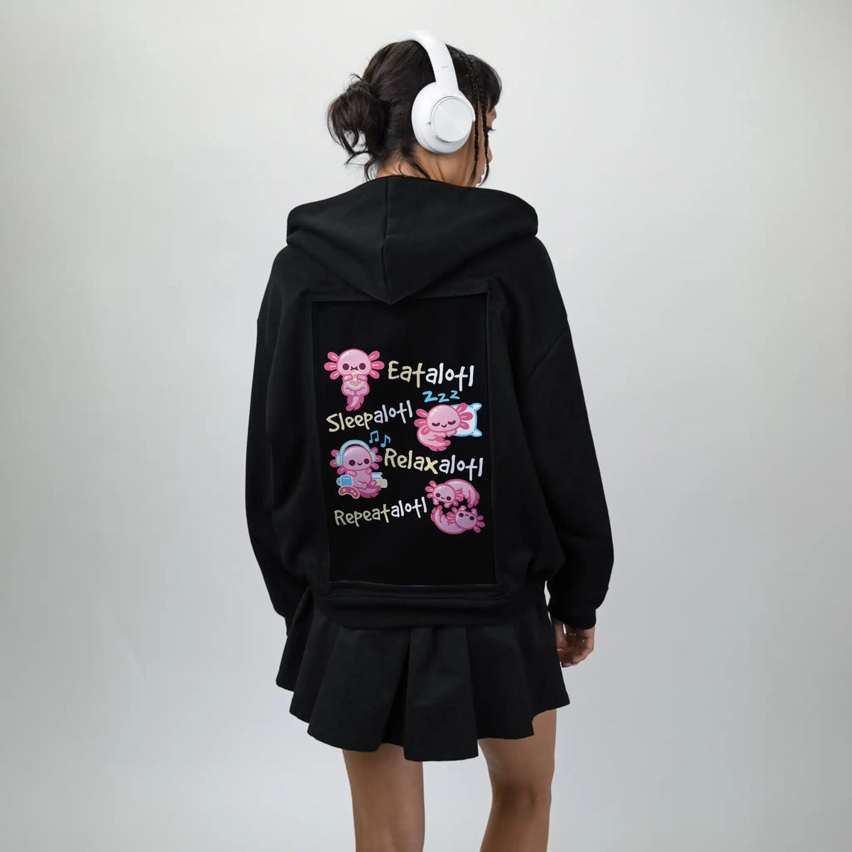 axolotllife patch on female essential zip hoodie in after hours
