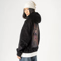 backscratcher patch on female retro cord hoodie in onyx