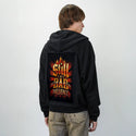 badinfluence patch on male essential zip hoodie in after hours