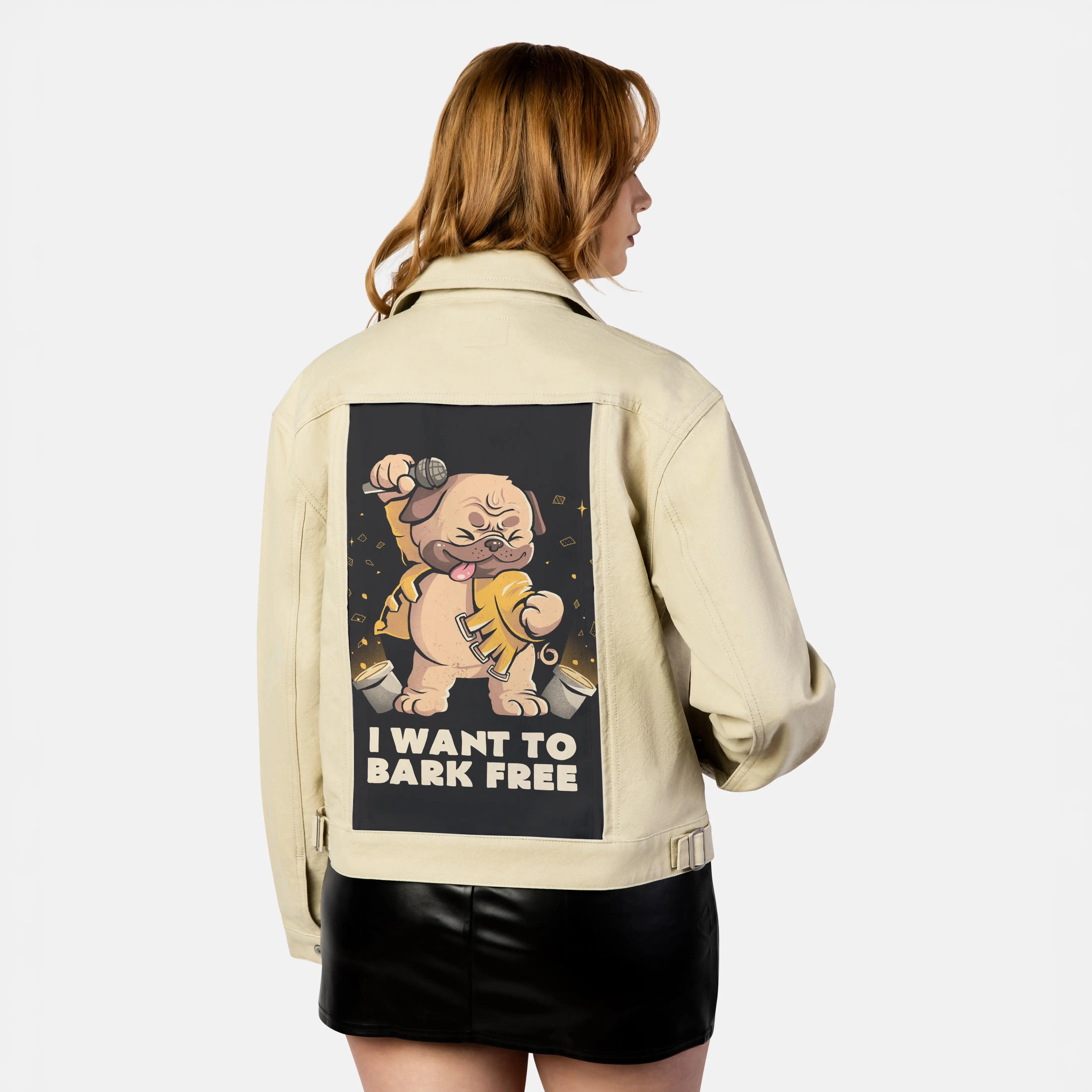 barkfree patch on female atelier canvas jacket in tan