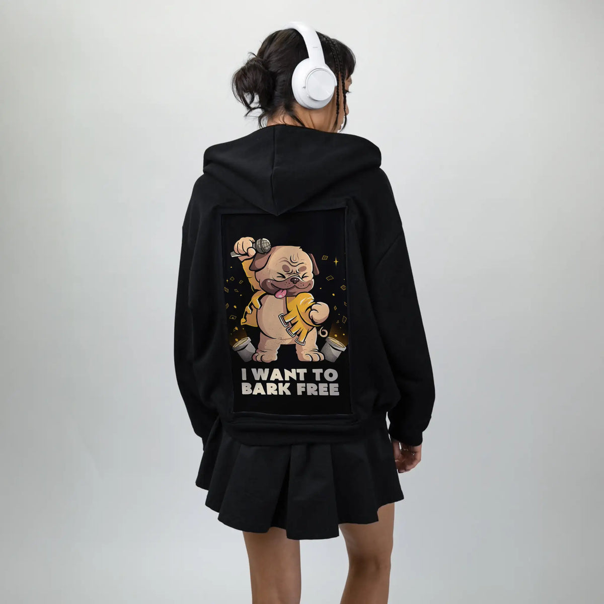 barkfree patch on female essential zip hoodie in after hours
