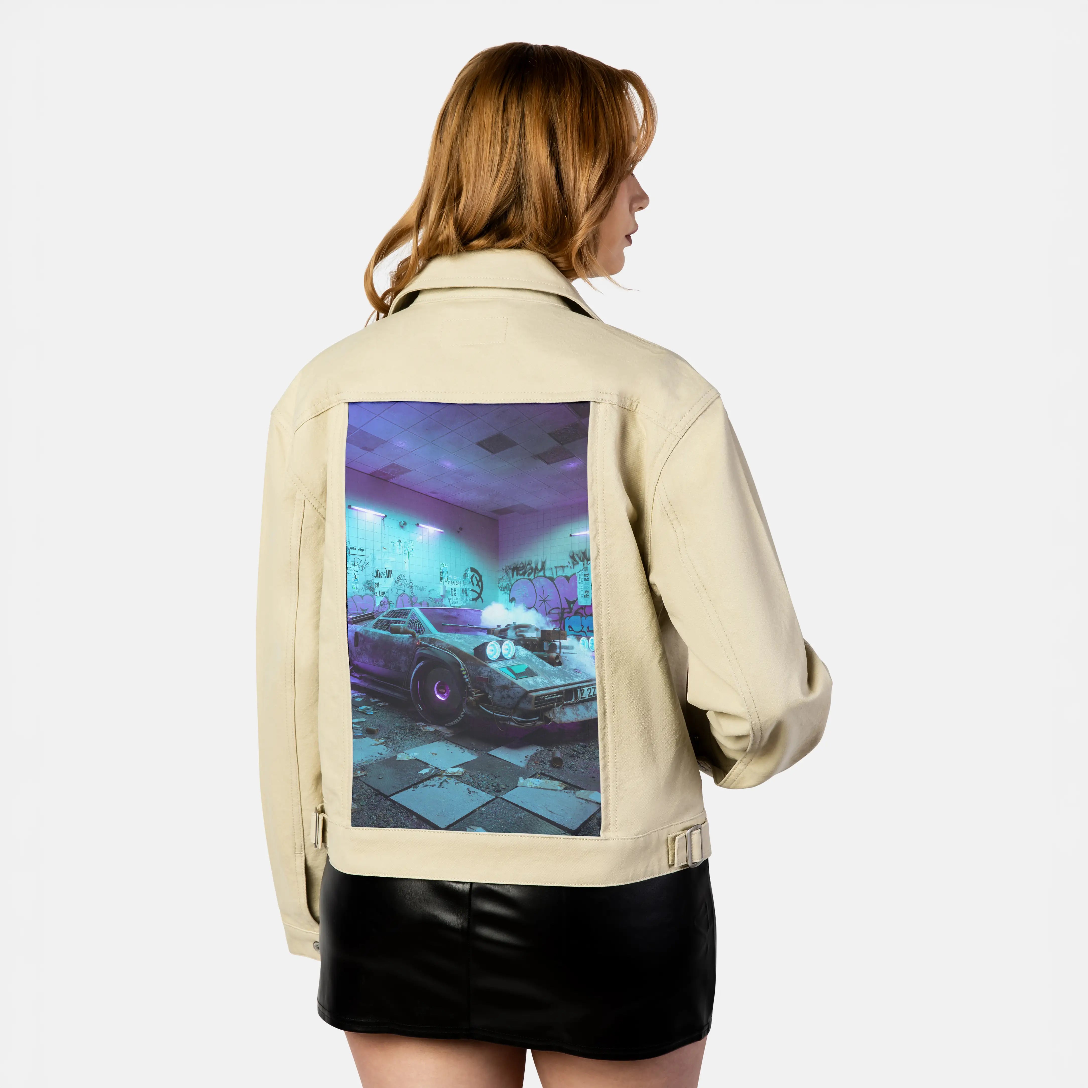 bathlambo patch on female atelier canvas jacket in tan