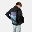 bathlambo patch on male og denim jacket in raven