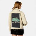 bedtime patch on female atelier canvas jacket in tan