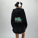 bedtime patch on female essential zip hoodie in after hours