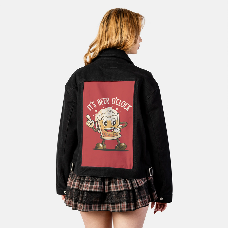 beeroclock patch on female atelier canvas jacket in nightfall