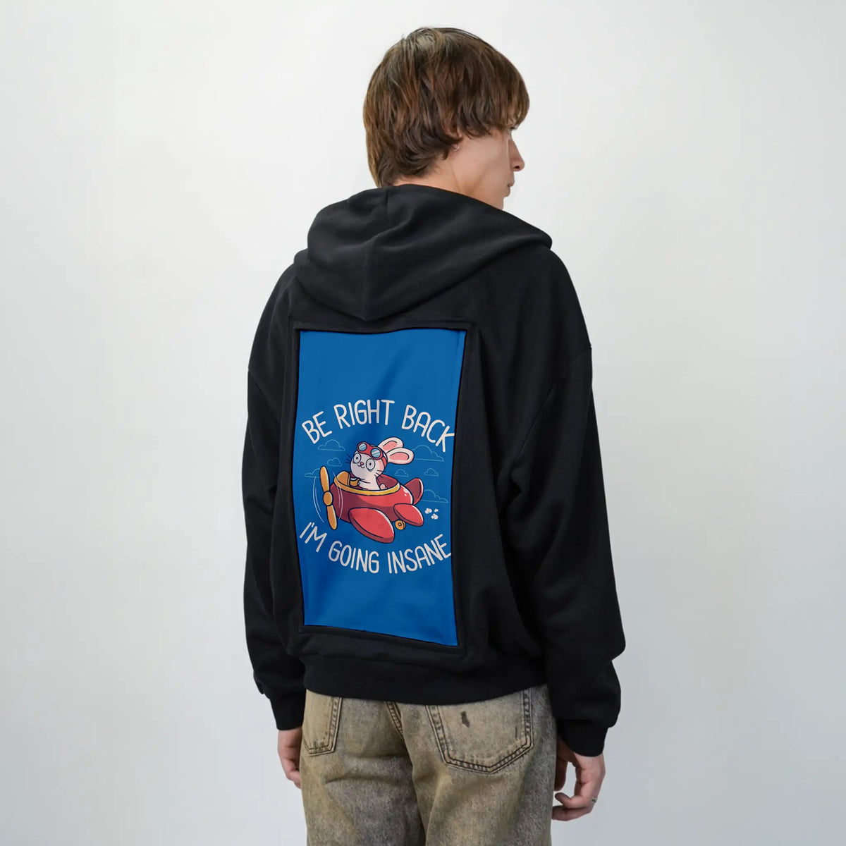berightback patch on male essential zip hoodie in after hours