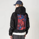 berrykraken patch on male retro cord hoodie in onyx