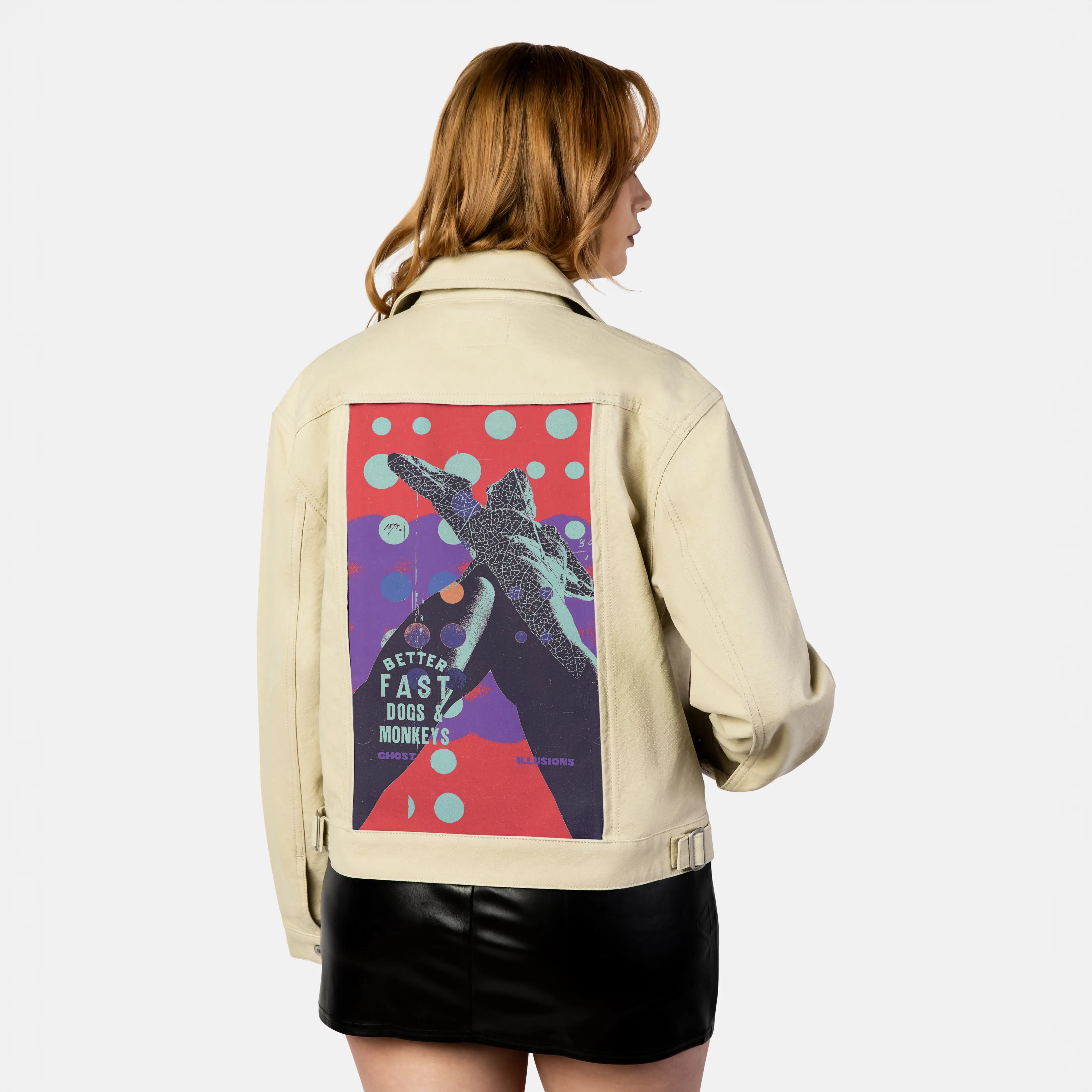 better patch on female atelier canvas jacket in tan