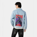better patch on male og denim jacket in oceanside