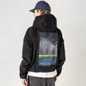 betweenmountainandsea patch on male retro cord hoodie in onyx