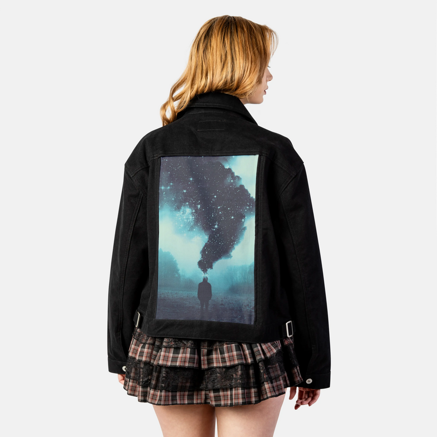 beyondtheobvious patch on female atelier canvas jacket in nightfall