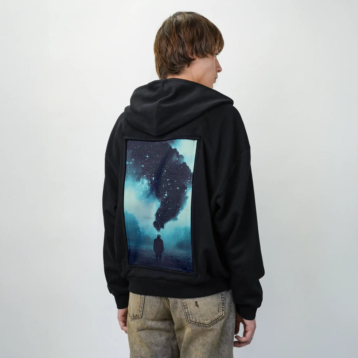 beyondtheobvious patch on male essential zip hoodie in after hours
