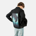 beyondtheobvious patch on male og denim jacket in raven