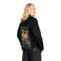 biglazyday patch on female og denim jacket in raven