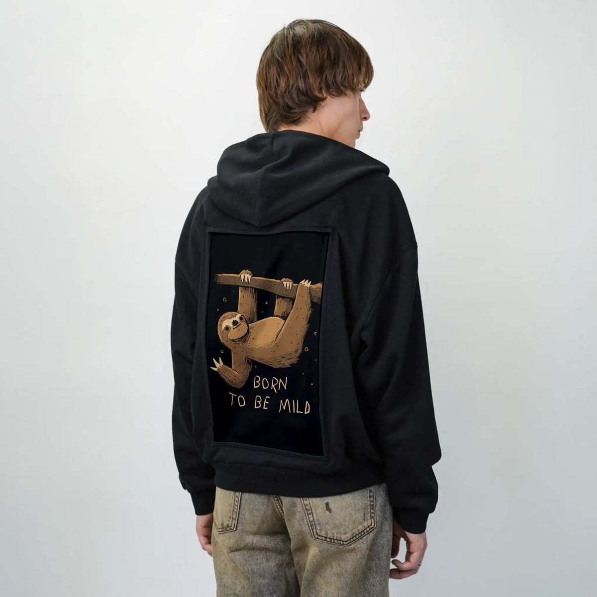 biglazyday patch on male essential zip hoodie in after hours