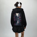 bigmess patch on female essential zip hoodie in after hours