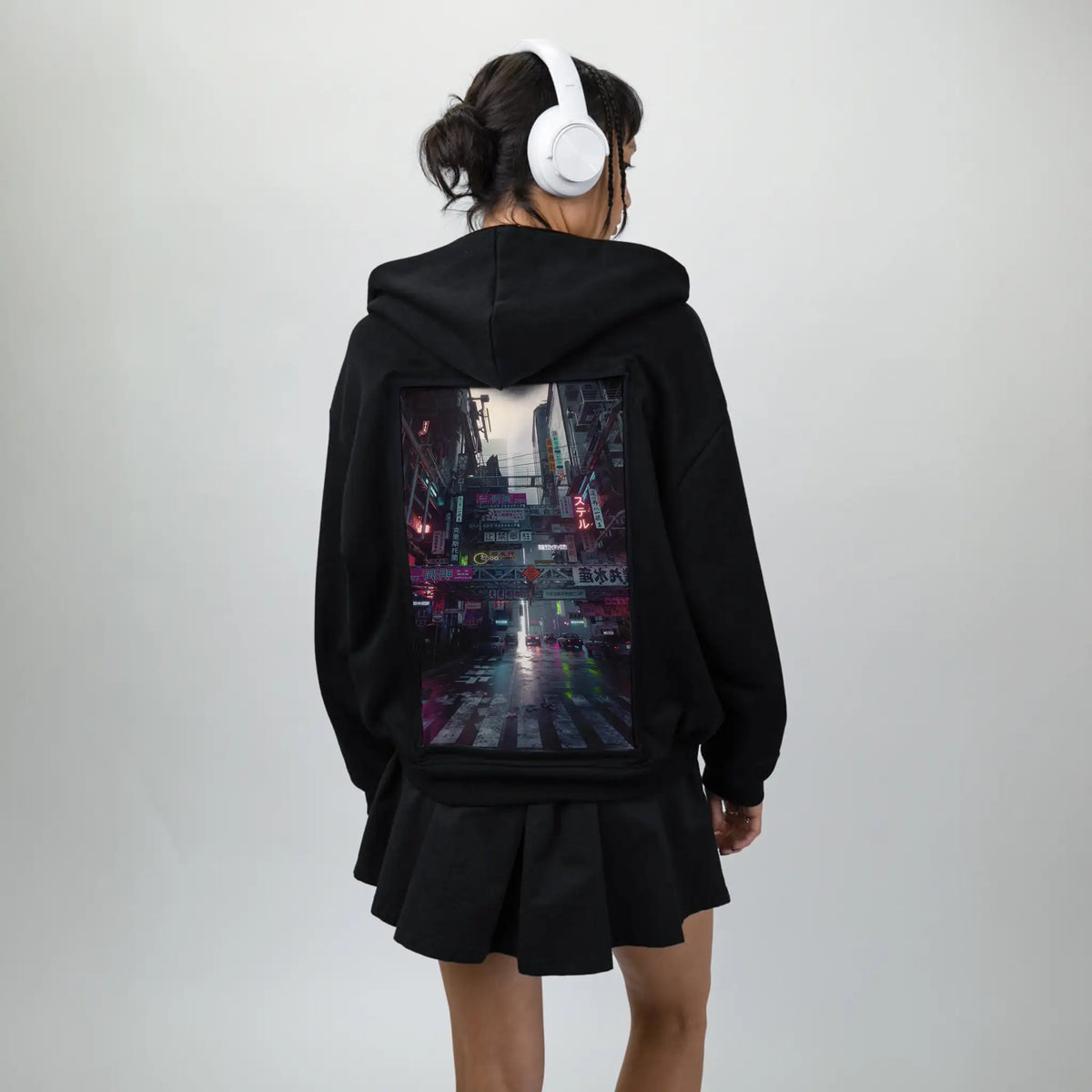 bigmess patch on female essential zip hoodie in after hours