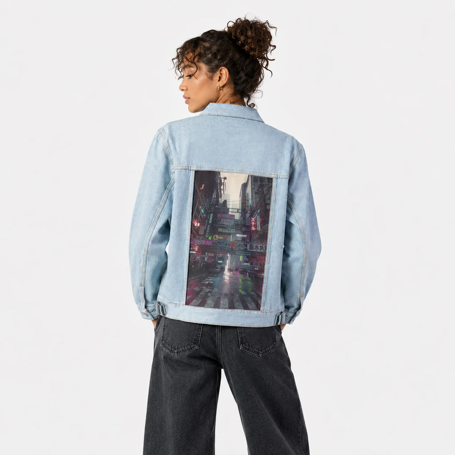 bigmess patch on female og denim jacket in oceanside