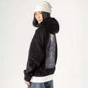 bigmess patch on female retro cord hoodie in onyx