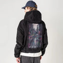 bigmess patch on male retro cord hoodie in onyx