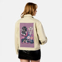 bigscreenlove patch on female atelier canvas jacket in tan