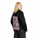 bigscreenlove patch on female og denim jacket in raven
