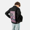 bigscreenlove patch on male og denim jacket in raven
