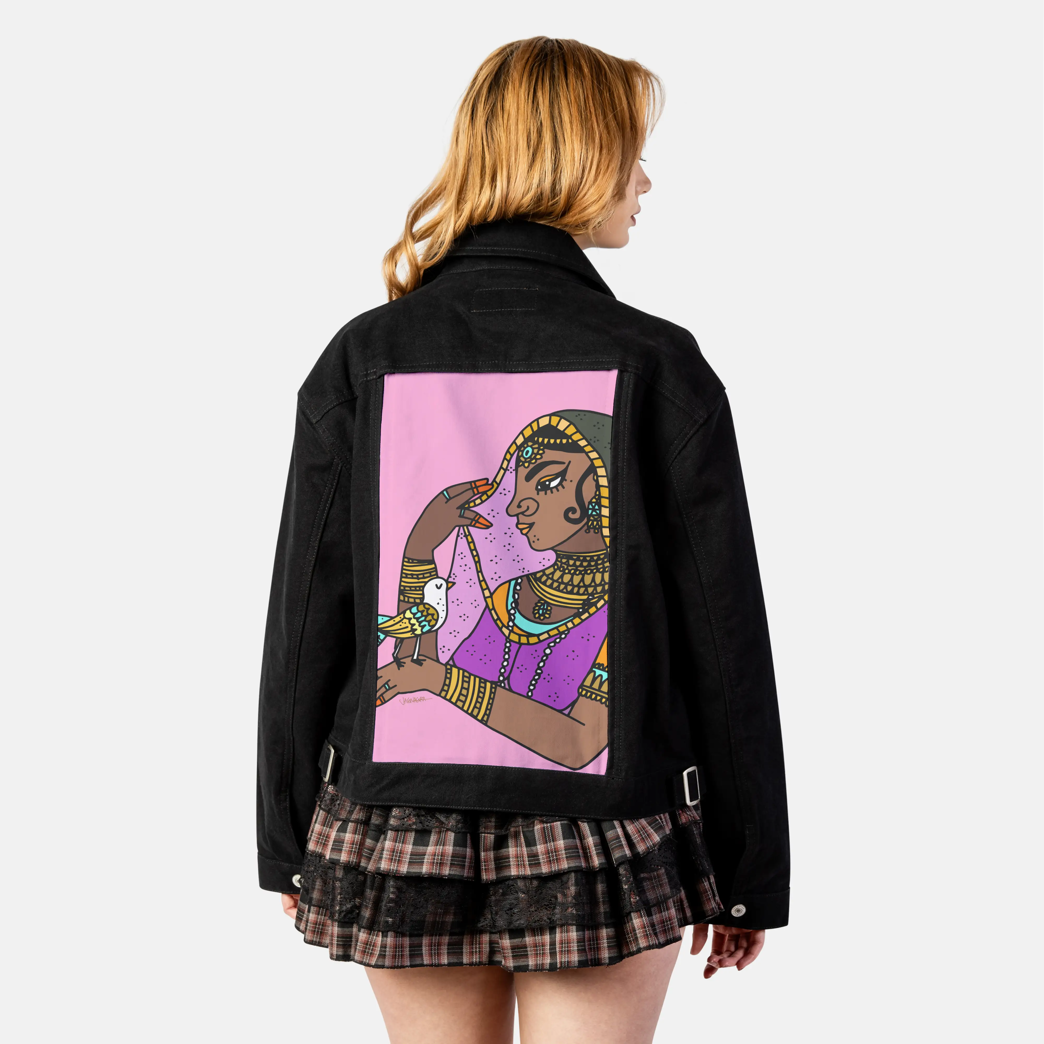 birdinhand patch on female atelier canvas jacket in nightfall