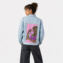 birdinhand patch on female og denim jacket in oceanside