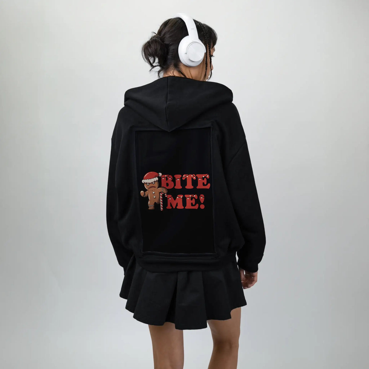biteme patch on female essential zip hoodie in after hours