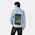 blackcatmischief patch on male og denim jacket in oceanside