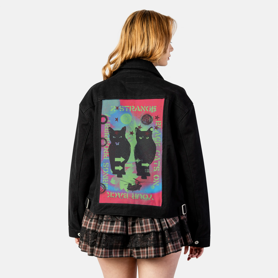 blackcats patch on female atelier canvas jacket in nightfall