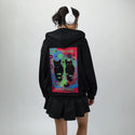 blackcats patch on female essential zip hoodie in after hours